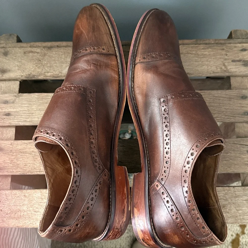 Johnston & Murphy 'Conard' Burnished‎ Leather Double Monk Strap Size 11.5 A25